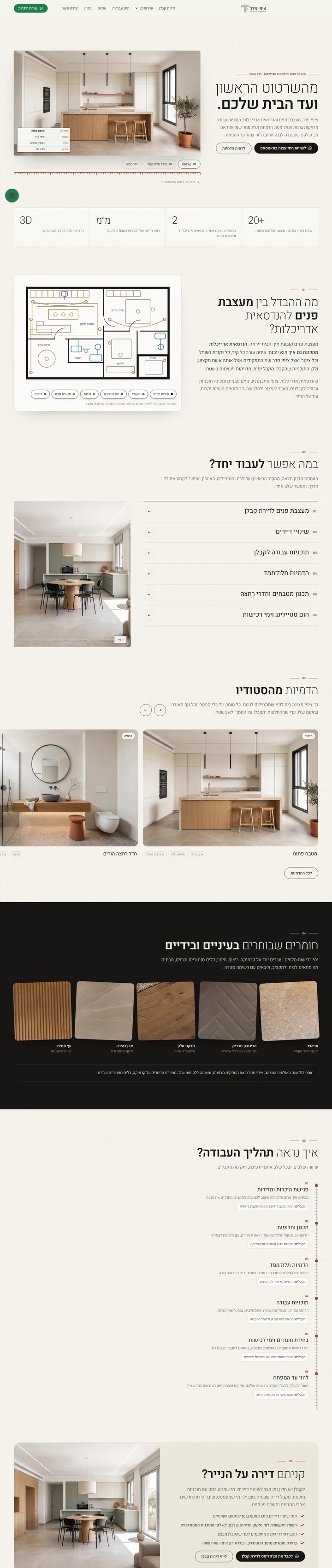 אתר ציפי פדר, עיצוב פנים, שבנתה באלי דיגיטל