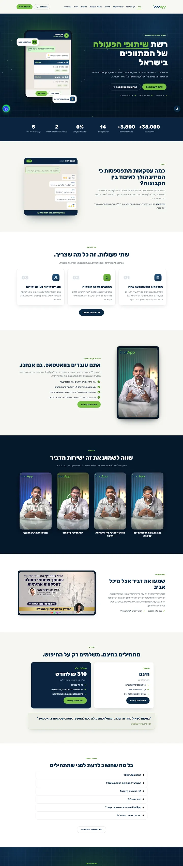 אתר ShatApp, רשת שיתופי פעולה למתווכים, שבנתה באלי דיגיטל