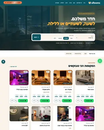 צילום מסך של האתר uRooms