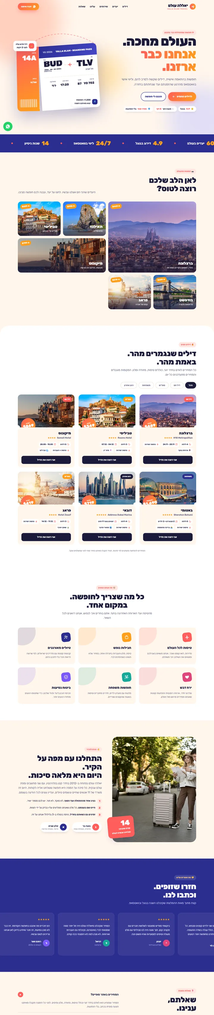 סקיצה לדוגמה של באלי דיגיטל לתחום תיירות: יאללה עולם